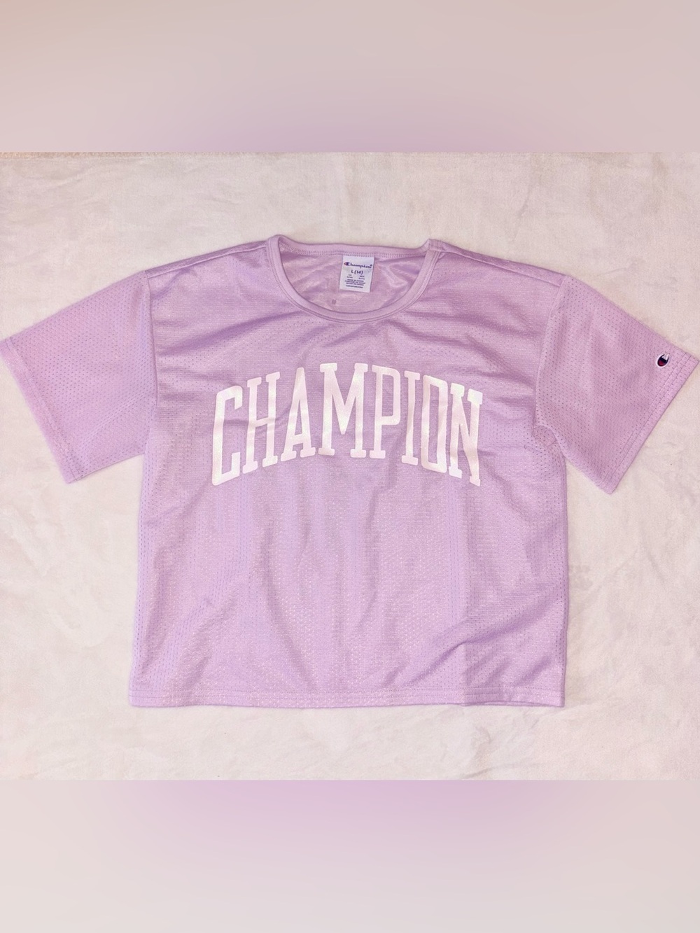 Champion Kids Lavender Mesh Logo Crop Top Tee